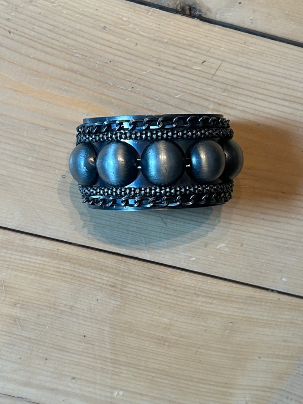 Y2K Maurices Chunky Gunmetal Beaded Cuff Bracelet